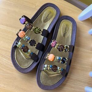 NEW Beaded Boho Slide-On Sandal, Mic & Co, size 9 OR 8.5